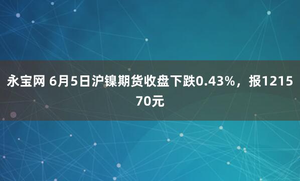 永宝网 6月5日沪镍期货收盘下跌0.43%，报121570元