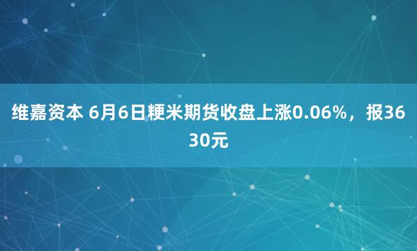 维嘉资本 6月6日粳米期货收盘上涨0.06%，报3630元