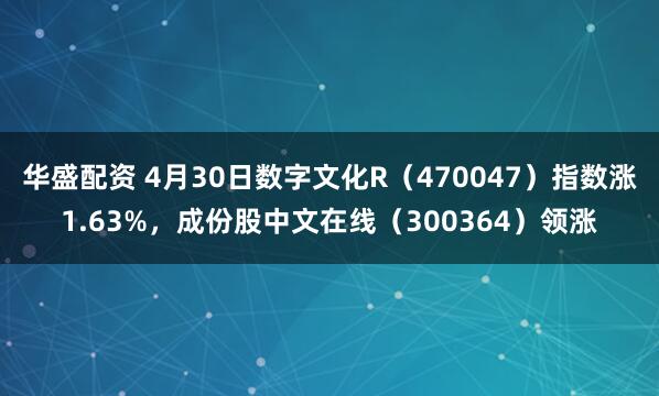 华盛配资 4月30日数字文化R（470047）指数涨1.63%，成份股中文在线（300364）领涨